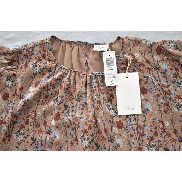 B2 NWT WILFRED Miriam Terracotta Floral Print Chiffon Midi Dress Size S/P $158 - Picture 4 of 6